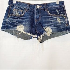 Dior-Dior Distressed Leather Pocket Jean Shorts 27